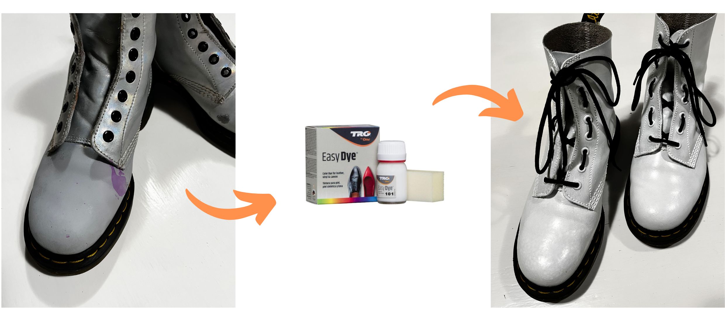 Bílá Barva na kožené zimní boty Easy Dye TRG White 101 dr martens renovace barvení oprava